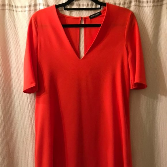 NWOT American Apparel SZ XS crepe mini shift dress- Orange/Tangelo/Coral - Picture 1 of 6